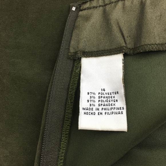 TR BENTLEY Olive green brushed nap polyester skirt SZ 14 - Picture 4 of 4